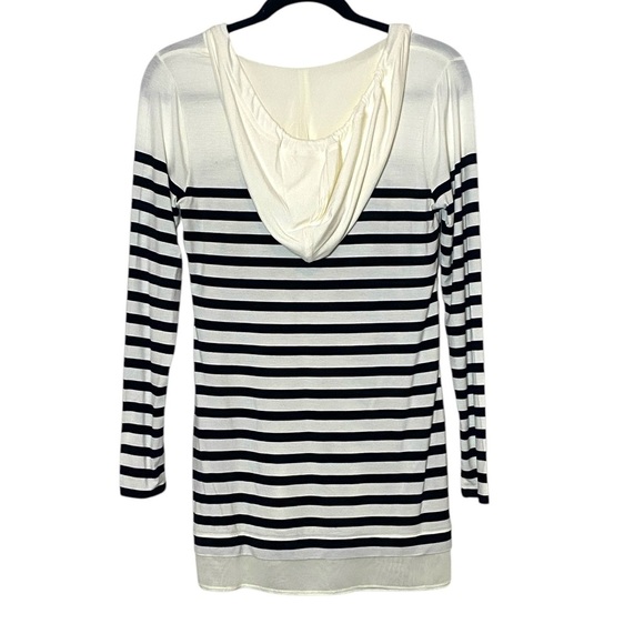 WHBM Striped Hoodie Size XS Ivory Black Stripes Long Sleeve NWT - Picture 2 of 14